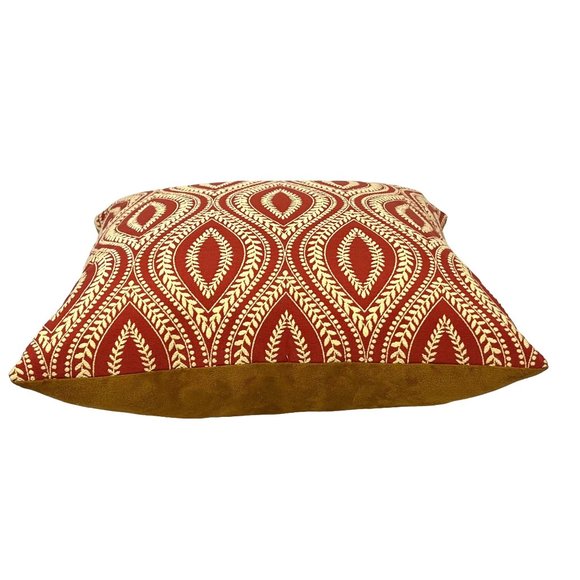 D.V. Kap Home Square Accent Pillow Cinnamon Red Embroidered 18" - Picture 5 of 7